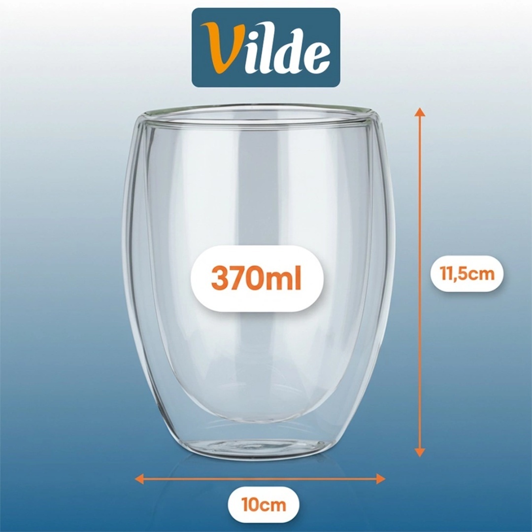 SZKLANKI TERMICZNE 2szt. 370ml Z PODWÓJNĄ SCIANKĄ DO KAWY HERBATY 139820